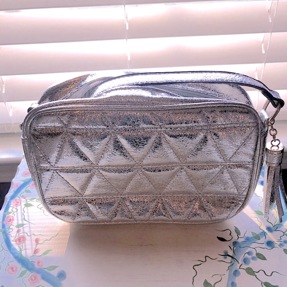 Metallic Silver Crossbody Purse